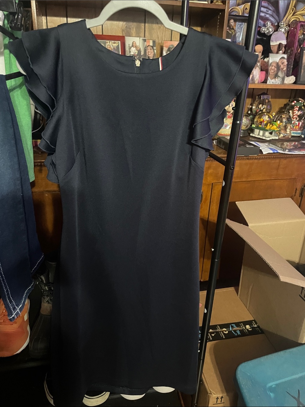 Tommy Hilfiger Black Ruffle Sleeve Mini Dress